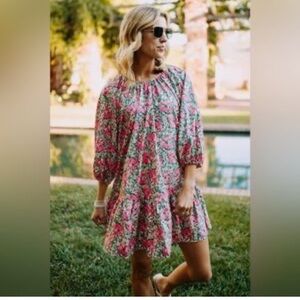 Floral Pink and Green Dress